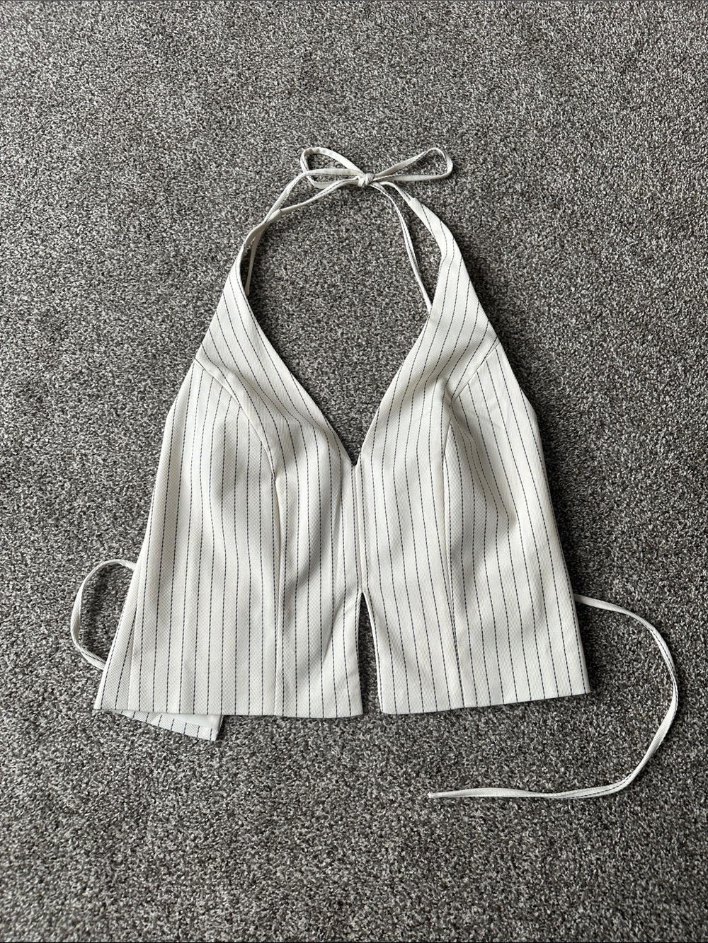 Abercrombie & Fitch Ivory Halter Pinstripe Top